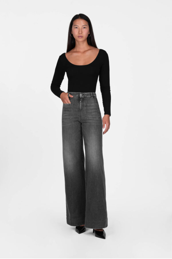 Sartoria Tramarossa JEANS VIRGINIA WIDE LEG IN DENIM NERO Sconto