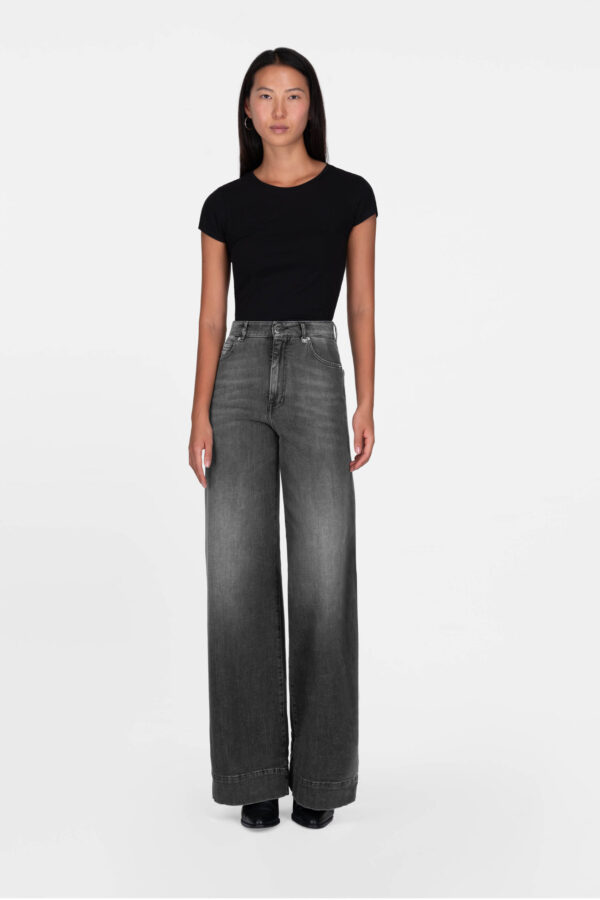 Sartoria Tramarossa JEANS VIOLA WIDE LEG IN DENIM NERO Offerta
