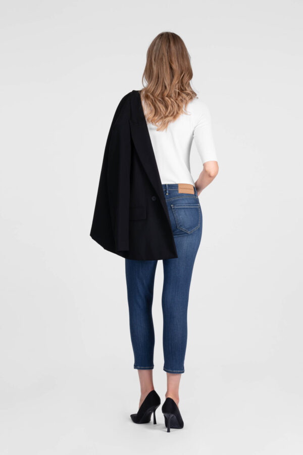 Sartoria Tramarossa JEANS BIANCA CAPRI SKINNY IN DENIM STRETCH BLU MEDIO Grande vendita