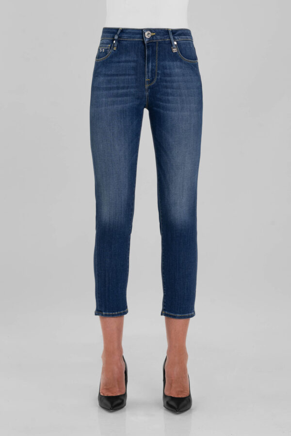 Sartoria Tramarossa JEANS BIANCA CAPRI SKINNY IN DENIM STRETCH BLU MEDIO Grande vendita