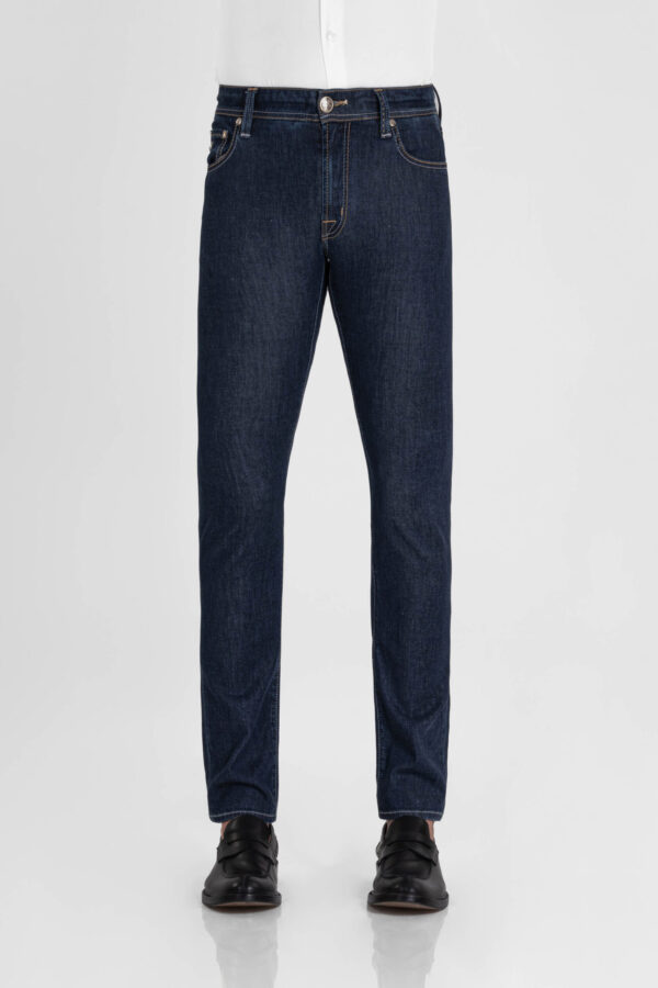 Sartoria Tramarossa JEANS LEONARDO ZIP REGULAR IN DENIM SETA BLU MEDIO Novità