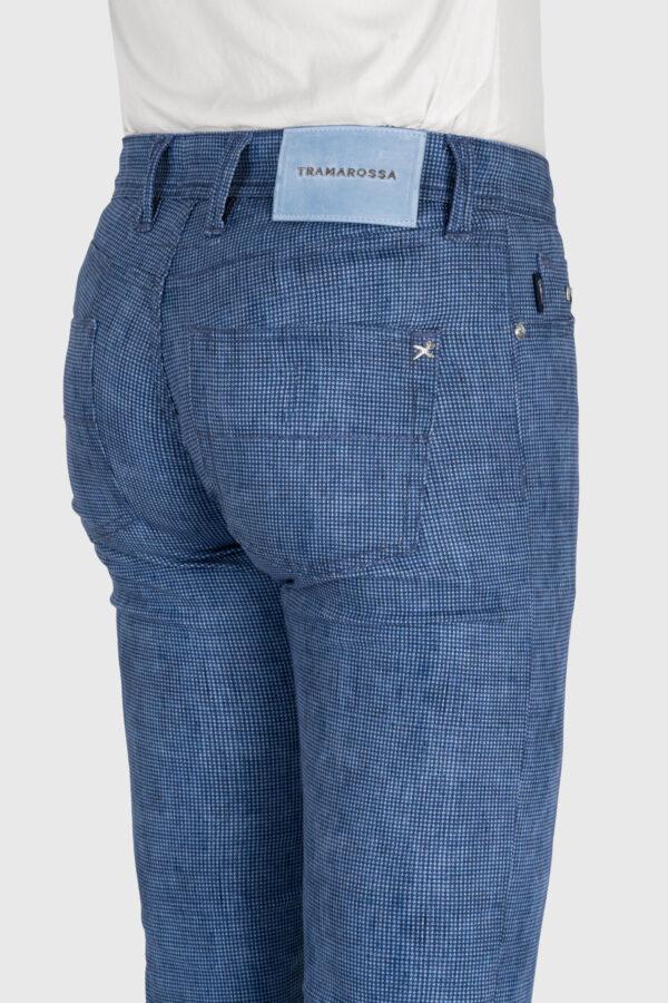 Sartoria Tramarossa PANTALONE MICHELANGELO ZIP REGULAR IN DENIM STAMPATO BLU MEDIO Latest fashion