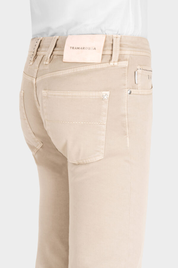 Sartoria Tramarossa PANTALONE LEONARDO BUTTONS REGULAR IN BULL DI COTONE BEIGE Offerte speciali