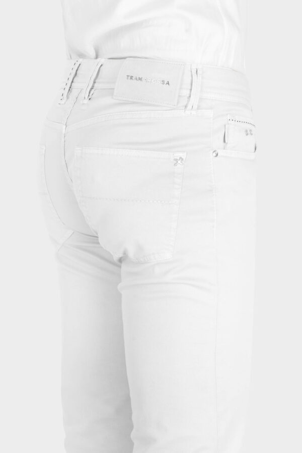 Sartoria Tramarossa PANTALONE LEONARDO BUTTONS REGULAR IN BULL DI COTONE WHITE Enormi risparmi