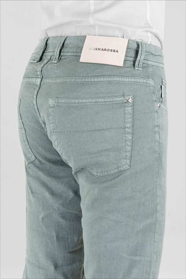Sartoria Tramarossa PANTALONE LEONARDO BUTTONS REGULAR IN LINO VERDE Italy