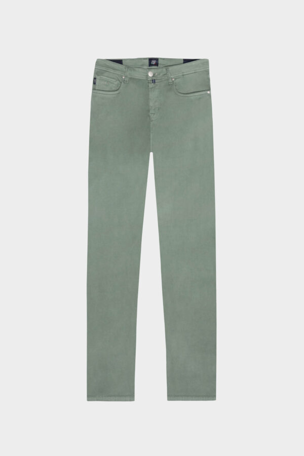 Sartoria Tramarossa PANTALONE MICHELANGELO ZIP SS REGULAR IN GABARDINA DI COTONE STRETCH VERDE In Linea
