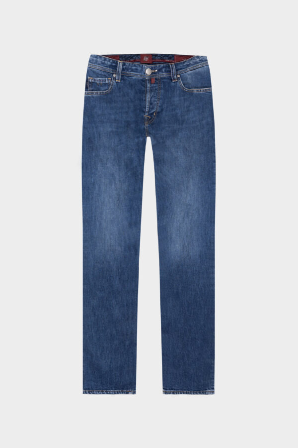 Sartoria Tramarossa JEANS LEONARDO BUTTONS REGULAR IN DENIM BLU MEDIO Nuovo