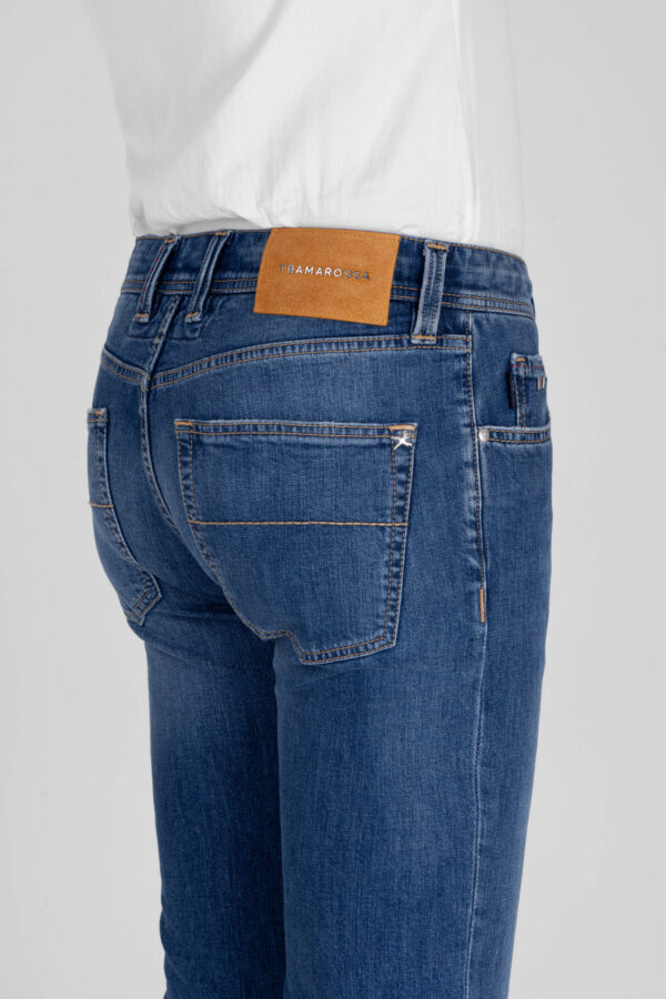 Sartoria Tramarossa JEANS LEONARDO BUTTONS REGULAR IN DENIM BLU MEDIO Nuovo