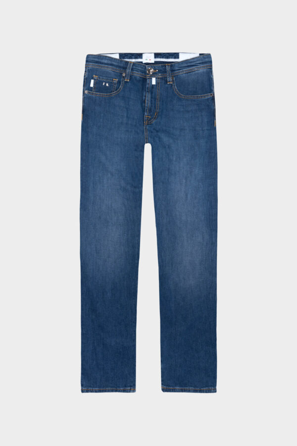 Sartoria Tramarossa JEANS MICHELANGELO ZIP REGULAR IN DENIM LEGGERO BLU MEDIO Qualità Garantita