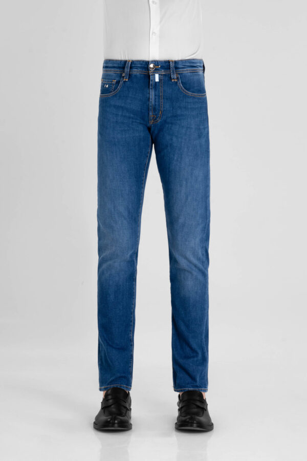 Sartoria Tramarossa JEANS MICHELANGELO ZIP REGULAR IN DENIM LEGGERO BLU MEDIO Qualità Garantita