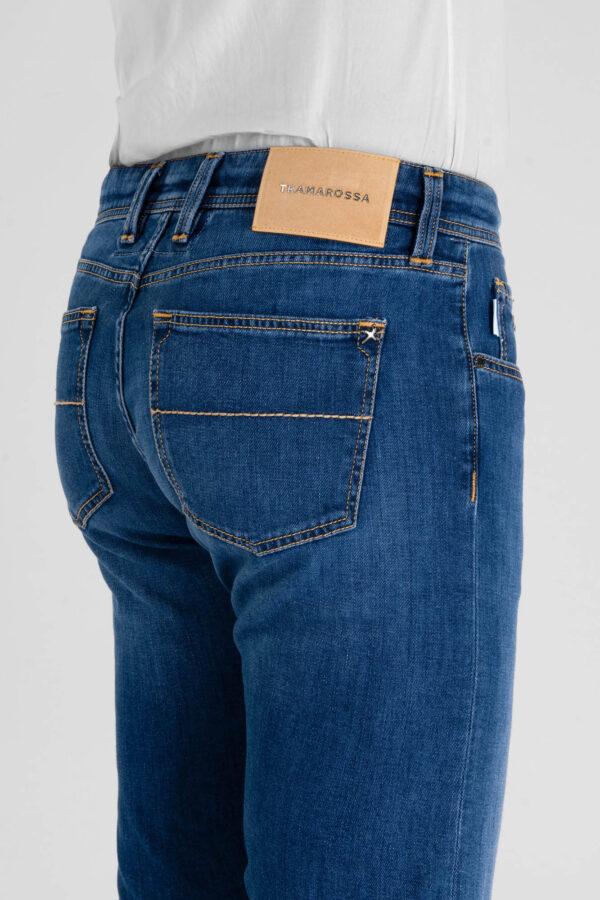 Sartoria Tramarossa JEANS MICHELANGELO ZIP REGULAR IN DENIM LEGGERO BLU MEDIO Qualità Garantita