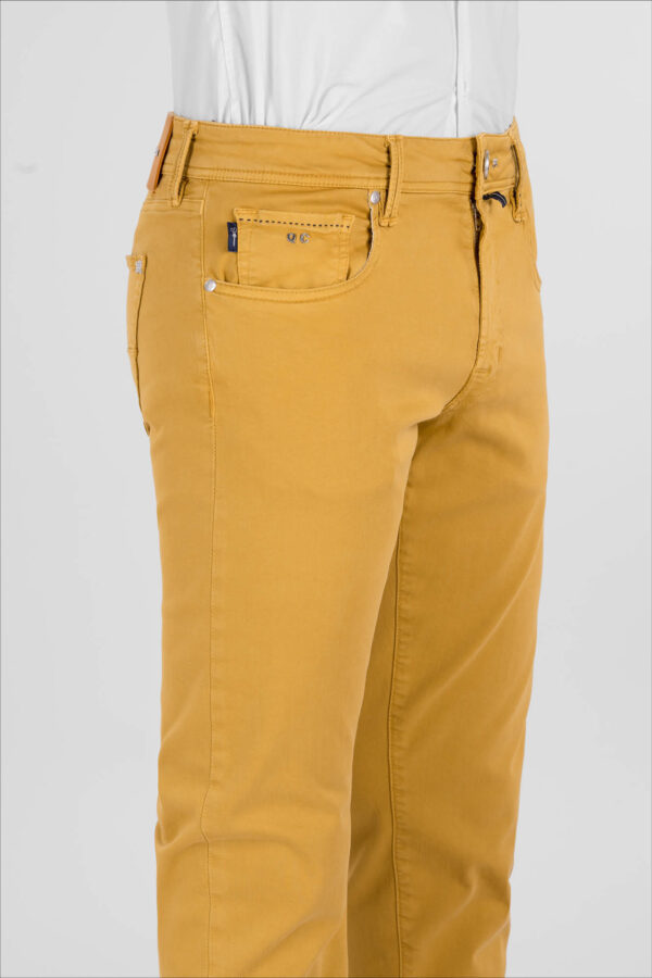 Sartoria Tramarossa PANTALONE LEONARDO ZIP SS SLIM IN GABARDINA DI COTONE STRETCH GIALLO Sostegno trimestrale