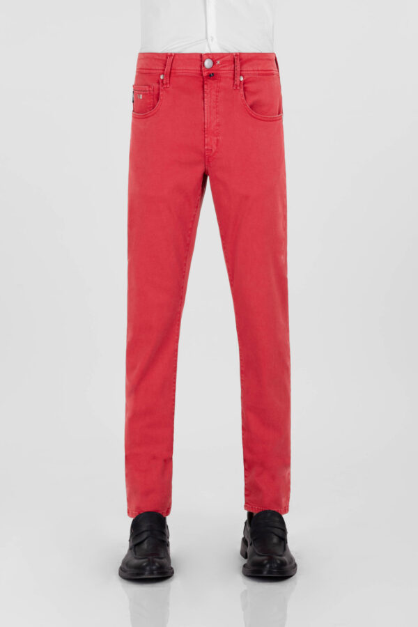 Sartoria Tramarossa PANTALONE LEONARDO ZIP SS SLIM IN GABARDINA DI COTONE STRETCH ROSSO Fino al 55% di sconto