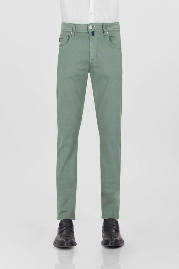 Sartoria Tramarossa PANTALONE LEONARDO ZIP SS SLIM IN GABARDINA DI COTONE STRETCH VERDE Solo un giorno rimasto
