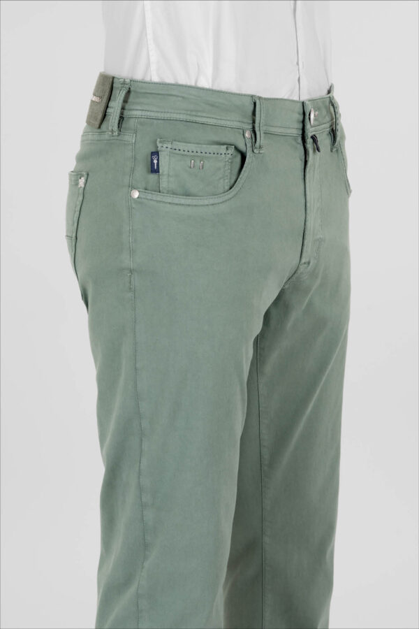 Sartoria Tramarossa PANTALONE LEONARDO ZIP SS SLIM IN GABARDINA DI COTONE STRETCH VERDE Solo un giorno rimasto