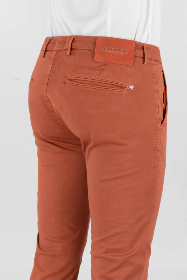 Sartoria Tramarossa PANTALONE LUIS SLIM IN GABARDINA LEGGERA DI COTONE STRETCH ARANCIONE Enormi sconti