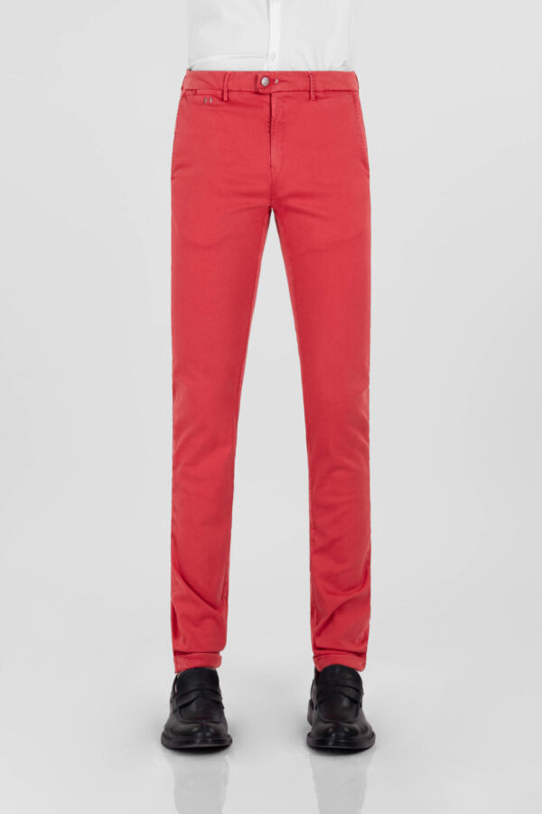 Sartoria Tramarossa PANTALONE LUIS SLIM IN GABARDINA LEGGERA DI COTONE STRETCH ROSSO Trasporto libero internazionale