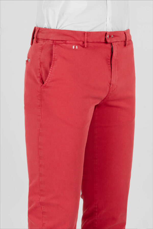 Sartoria Tramarossa PANTALONE LUIS SLIM IN GABARDINA LEGGERA DI COTONE STRETCH ROSSO Trasporto libero internazionale