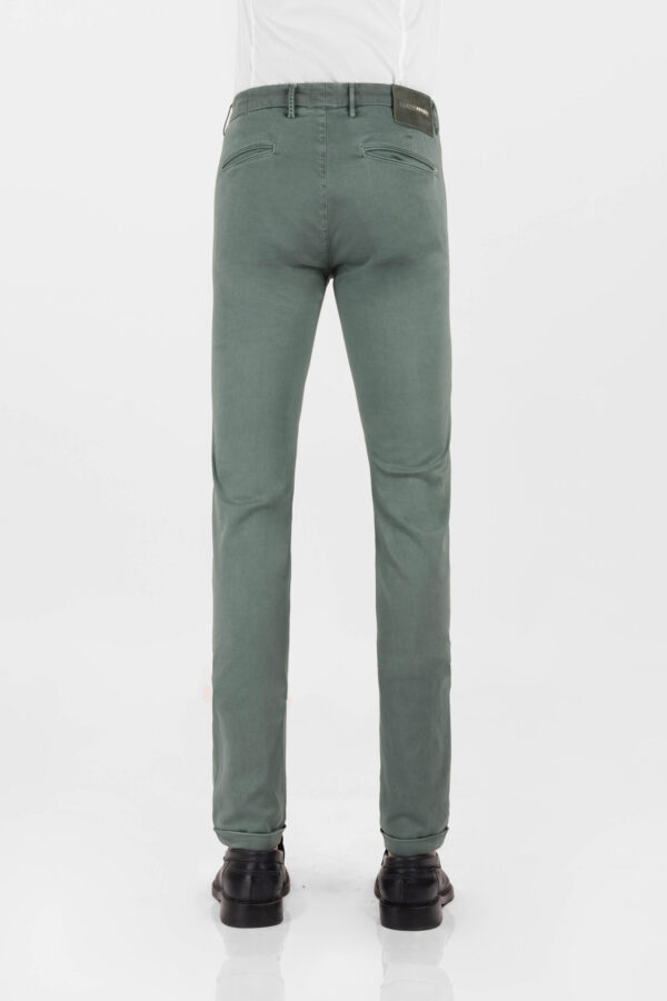 Sartoria Tramarossa PANTALONE LUIS SLIM IN GABARDINA LEGGERA DI COTONE STRETCH VERDE Officina