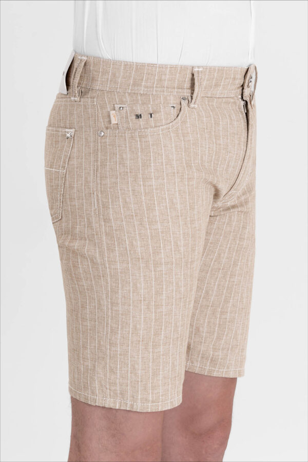 Sartoria Tramarossa PANTALONE ASCANIO CORTO IN DENIM STAMPATO BEIGE In vendita