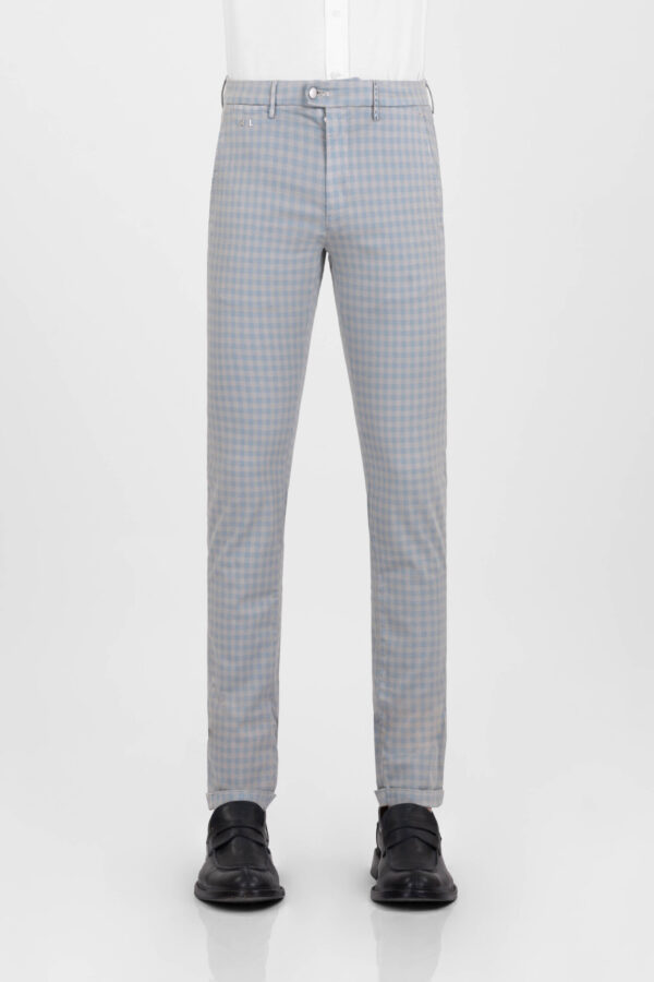 Sartoria Tramarossa PANTALONE LUIS SLIM IN GABARDINA LEGGERA DI COTONE CON STAMPA ESTERNA STRETCH GRIGIO Sconti questo mese