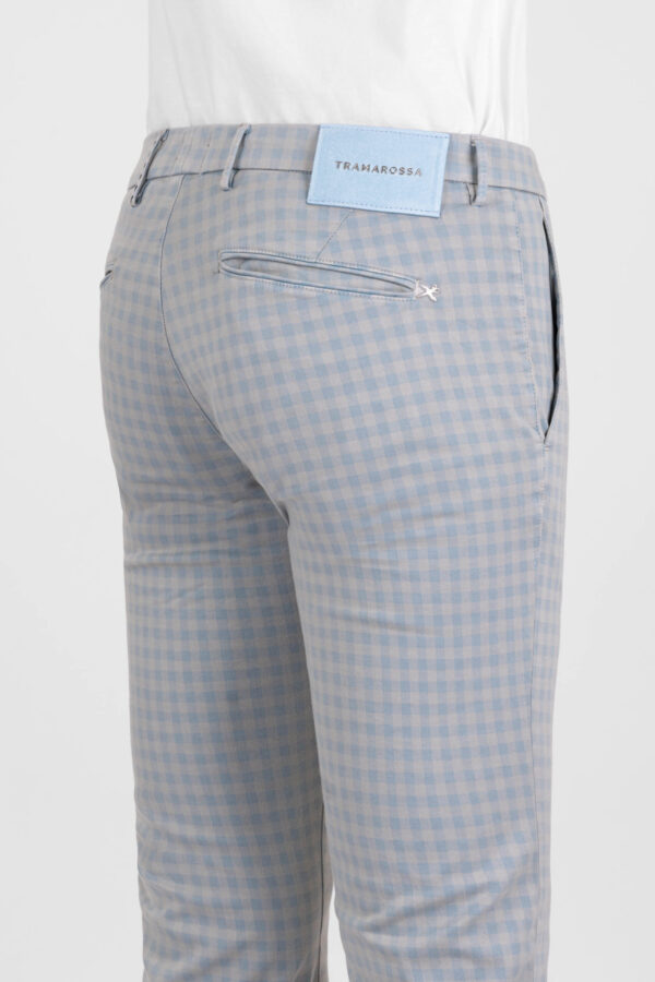 Sartoria Tramarossa PANTALONE LUIS SLIM IN GABARDINA LEGGERA DI COTONE CON STAMPA ESTERNA STRETCH GRIGIO Sconti questo mese