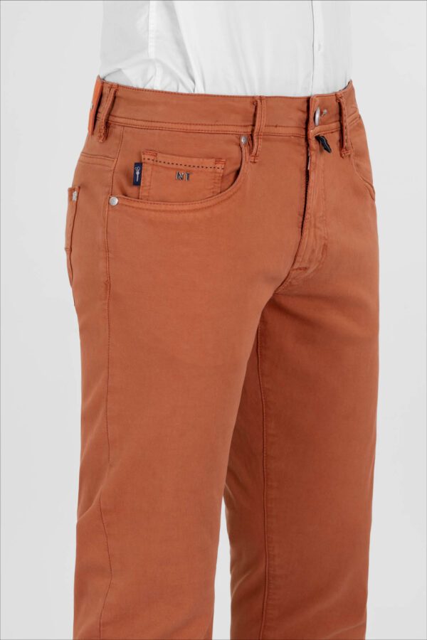 Sartoria Tramarossa PANTALONE LEONARDO ZIP SS SLIM IN GABARDINA DI COTONE STRETCH ARANCIONE Italia