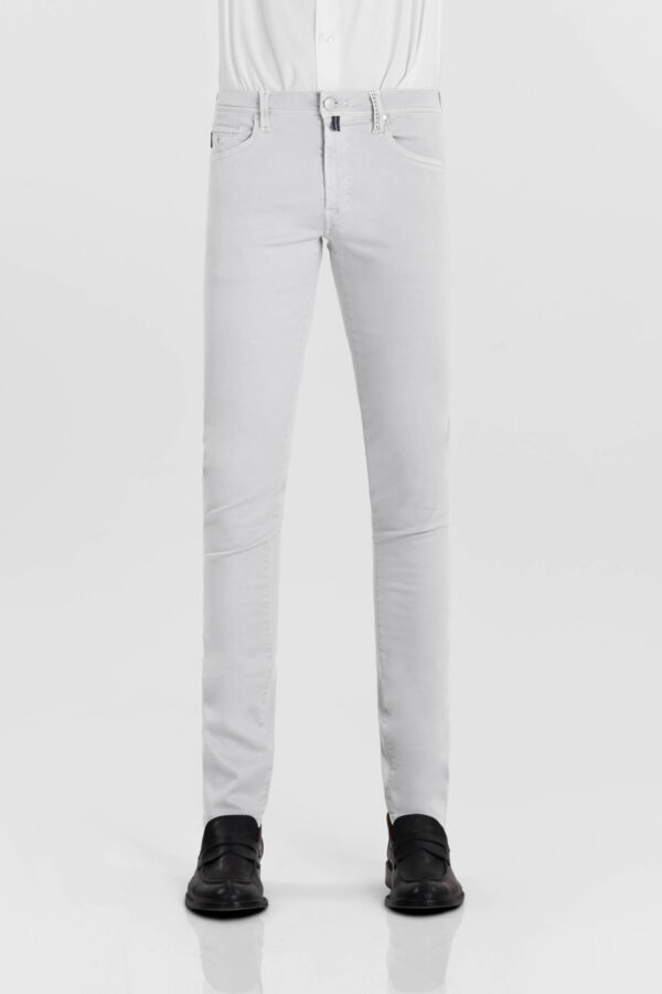 Sartoria Tramarossa PANTALONE MICHELANGELO ZIP SS REGULAR IN GABARDINA DI COTONE STRETCH GRIGIO Nuovo