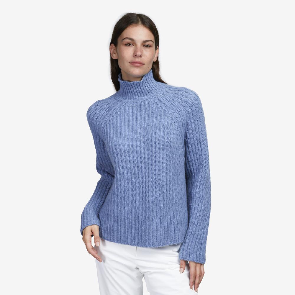 Sease Maglione Athos Mock in cashmere - Blu tempesta Vendita
