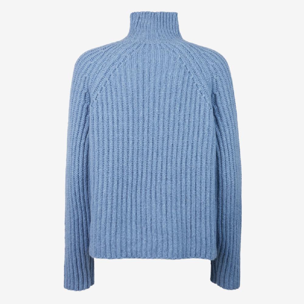 Sease Maglione Athos Mock in cashmere - Blu tempesta Vendita