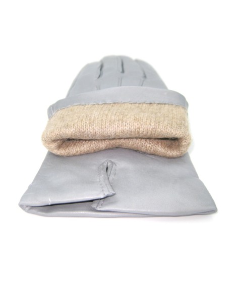 Sermoneta Gloves Guanto in Capretto 2bt con 3 cordoni fod. cashmere Grigio Perla Soddisfazione Garantita