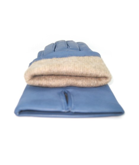 Sermoneta Gloves Guanto in Capretto 2bt con 3 cordoni fod. cashmere Denim Qualità Garantita