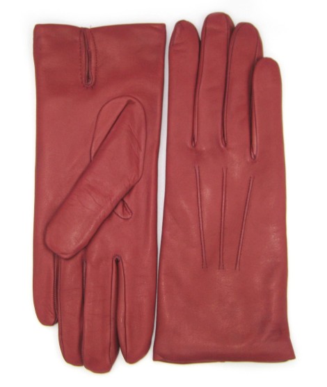 Sermoneta Gloves Guanto in Capretto 2bt con 3 cordoni fod. cashmere Vino Rosso Negozi Online