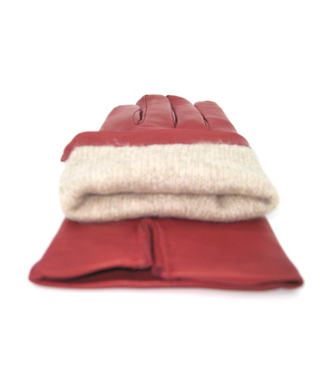 Sermoneta Gloves Guanto in Capretto 2bt con 3 cordoni fod. cashmere Vino Rosso Negozi Online