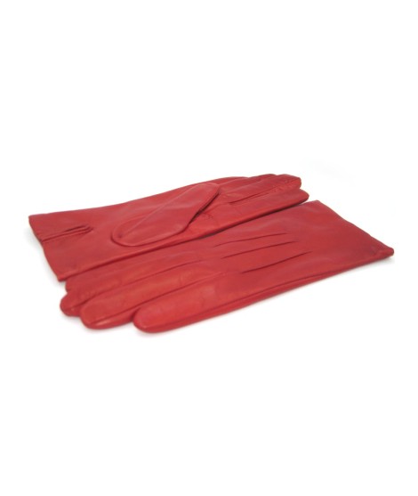 Sermoneta Gloves Guanto in Capretto 2bt con 3 cordoni fod. cashmere Rosso scuro Promozione Limitata