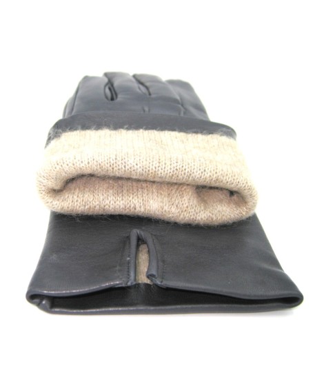 Sermoneta Gloves Guanto in Capretto 2bt con 3 cordoni fod. cashmere Grigio scuro Prezzo Ridotto