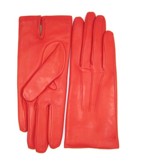 Sermoneta Gloves Guanto in Capretto 2bt con 3 cordoni fod. cashmere Rosso Sottocosto