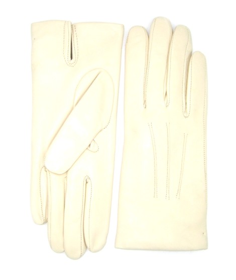 Sermoneta Gloves Guanto in Capretto 2bt con 3 cordoni fod. cashmere Panna Convenienza