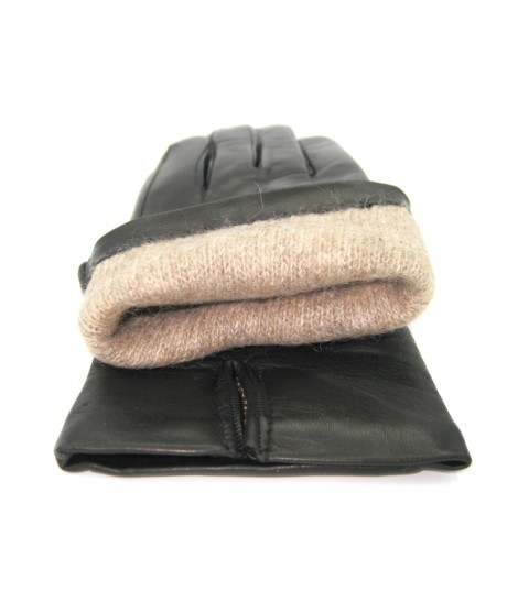 Sermoneta Gloves Guanto in Capretto 2bt con 3 cordoni fod. cashmere T.Moro Novità