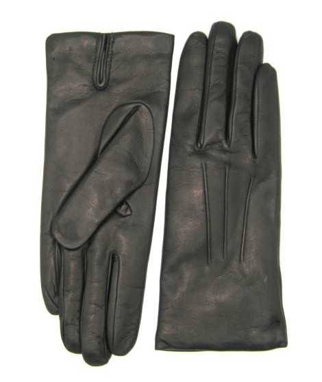 Sermoneta Gloves Guanto in Capretto 2bt con 3 cordoni fod. cashmere Nero Sconto