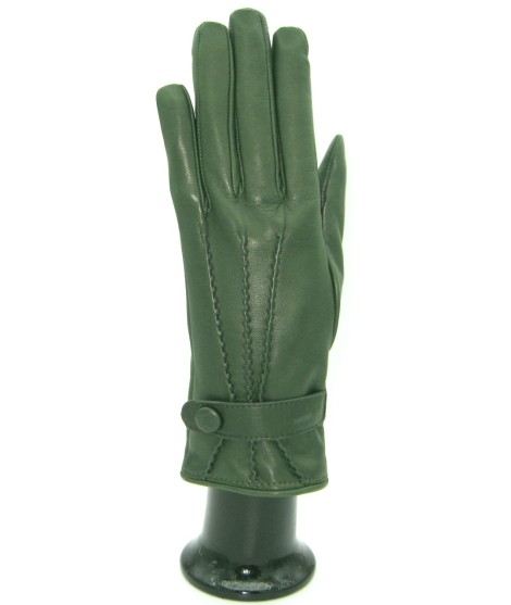 Sermoneta Gloves Guanto in Nappa con cinturino fod cashmere Verde oliva Offerta