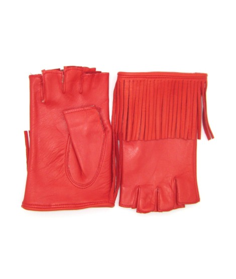 Sermoneta Gloves Guanto in Nappa 1/2 dita con Frange foderato seta Rosso Hotsell
