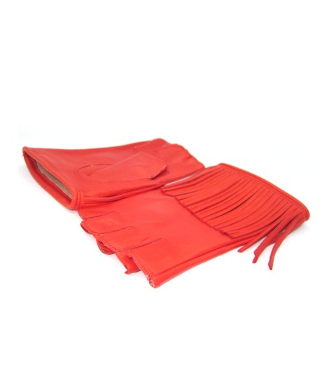 Sermoneta Gloves Guanto in Nappa 1/2 dita con Frange foderato seta Rosso Hotsell