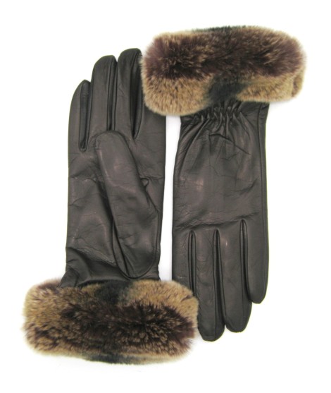 Sermoneta Gloves Guanto in Nappa con bordo Rex foderato cashmere T.Moro Vendita Economica
