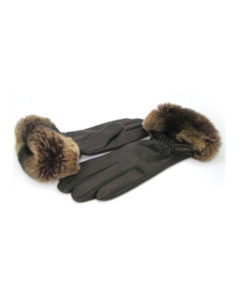 Sermoneta Gloves Guanto in Nappa con bordo Rex foderato cashmere T.Moro Vendita Economica