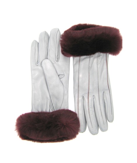 Sermoneta Gloves Guanto Nappa con intarsi a contrasto e bordo Rex Grigio Perla/Bordeaux Vendite Flash