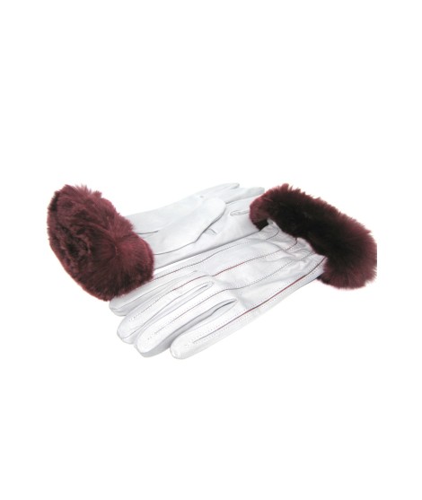 Sermoneta Gloves Guanto Nappa con intarsi a contrasto e bordo Rex Grigio Perla/Bordeaux Vendite Flash