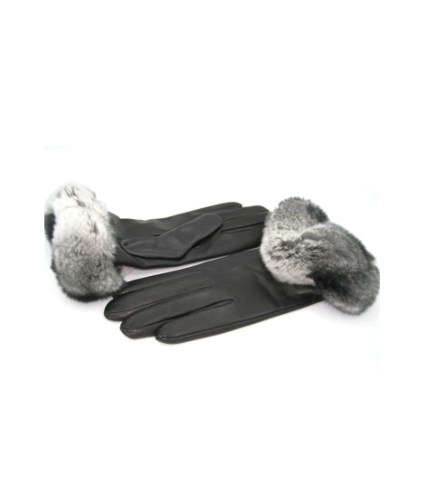 Sermoneta Gloves Guanto in Nappa 2bt con bordo Rex fodera cashmere Nero Moda