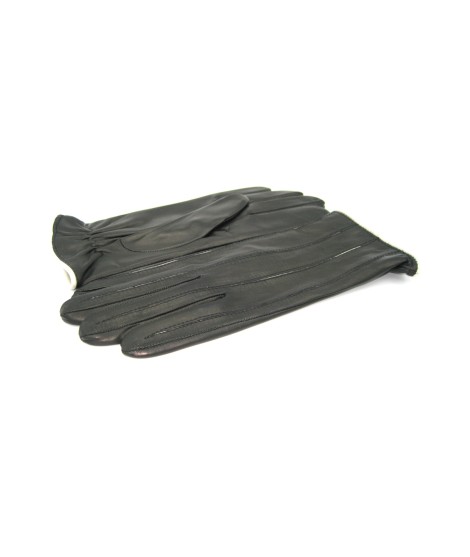 Sermoneta Gloves Guanto in Nappa con intarsi a contrasto Nero/Panna Negozio online di fabbrica