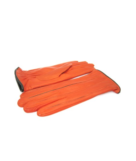 Sermoneta Gloves Guanto in Nappa con intarsi a contrasto Arancio/Moro Prezzo di fabbrica